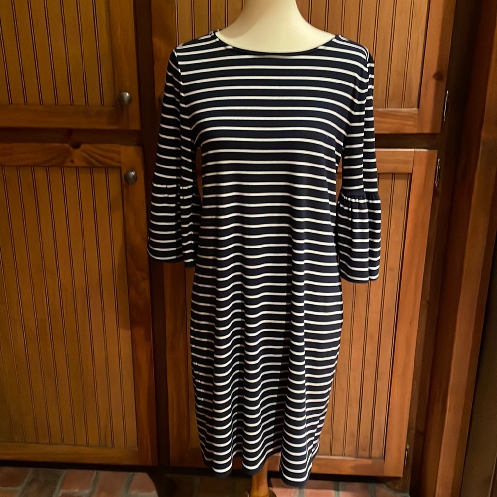 White House Black Market size L, navy/white dress